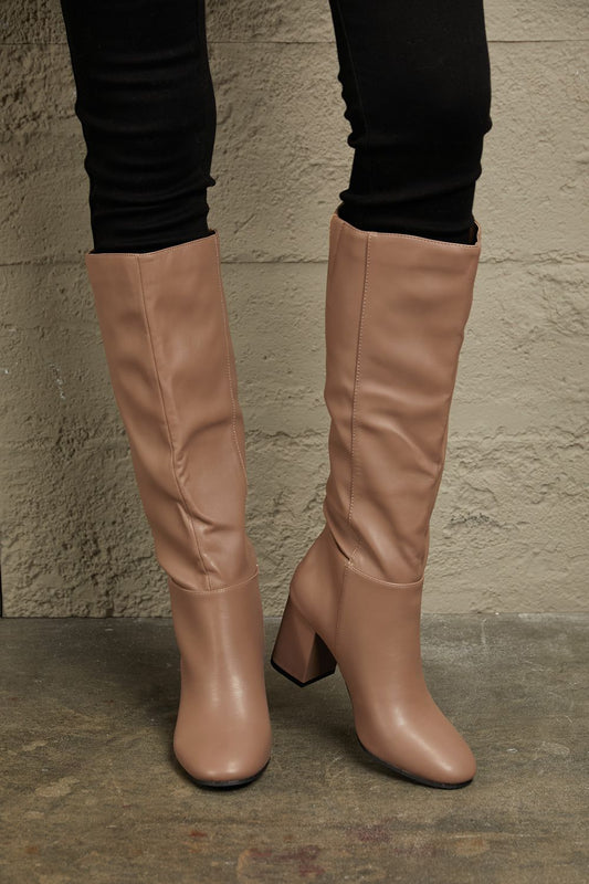 East Lion Corp Block Heel Knee High Boots-Teresa&#39;s Fashionista LLC