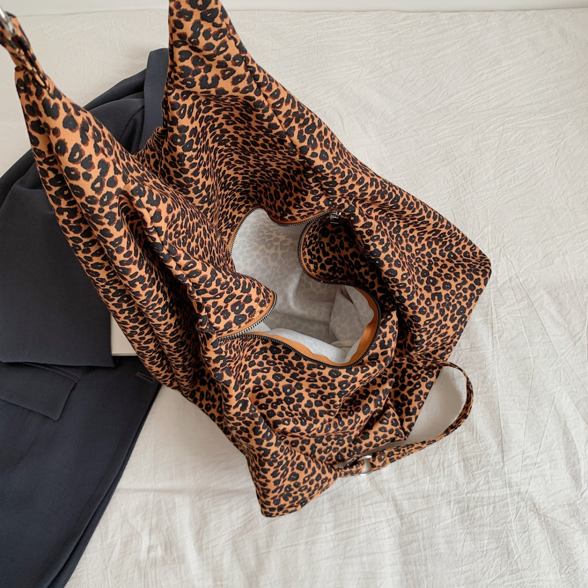 Leopard Polyester Tote Bag-Teresa&#39;s Fashionista LLC