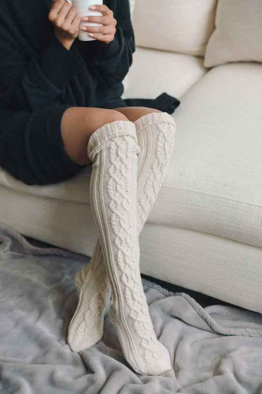 Knee High Cable Knit Socks-Teresa&#39;s Fashionista LLC