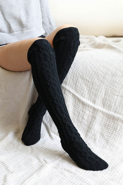 Knee High Cable Knit Socks-Teresa&#39;s Fashionista LLC