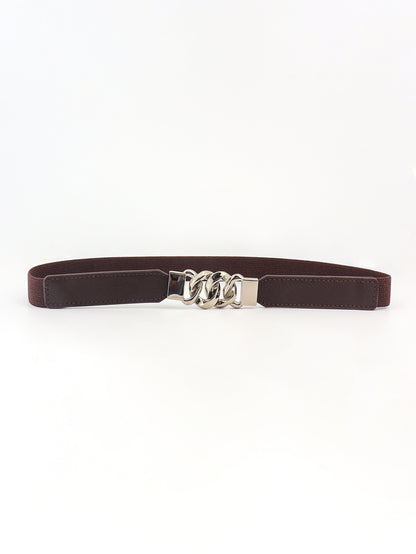 Zinc Alloy Buckle Elastic PU Belt-Teresa&#39;s Fashionista LLC