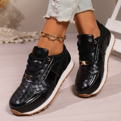 Lace-Up PU Leather Sneakers-Teresa&#39;s Fashionista LLC