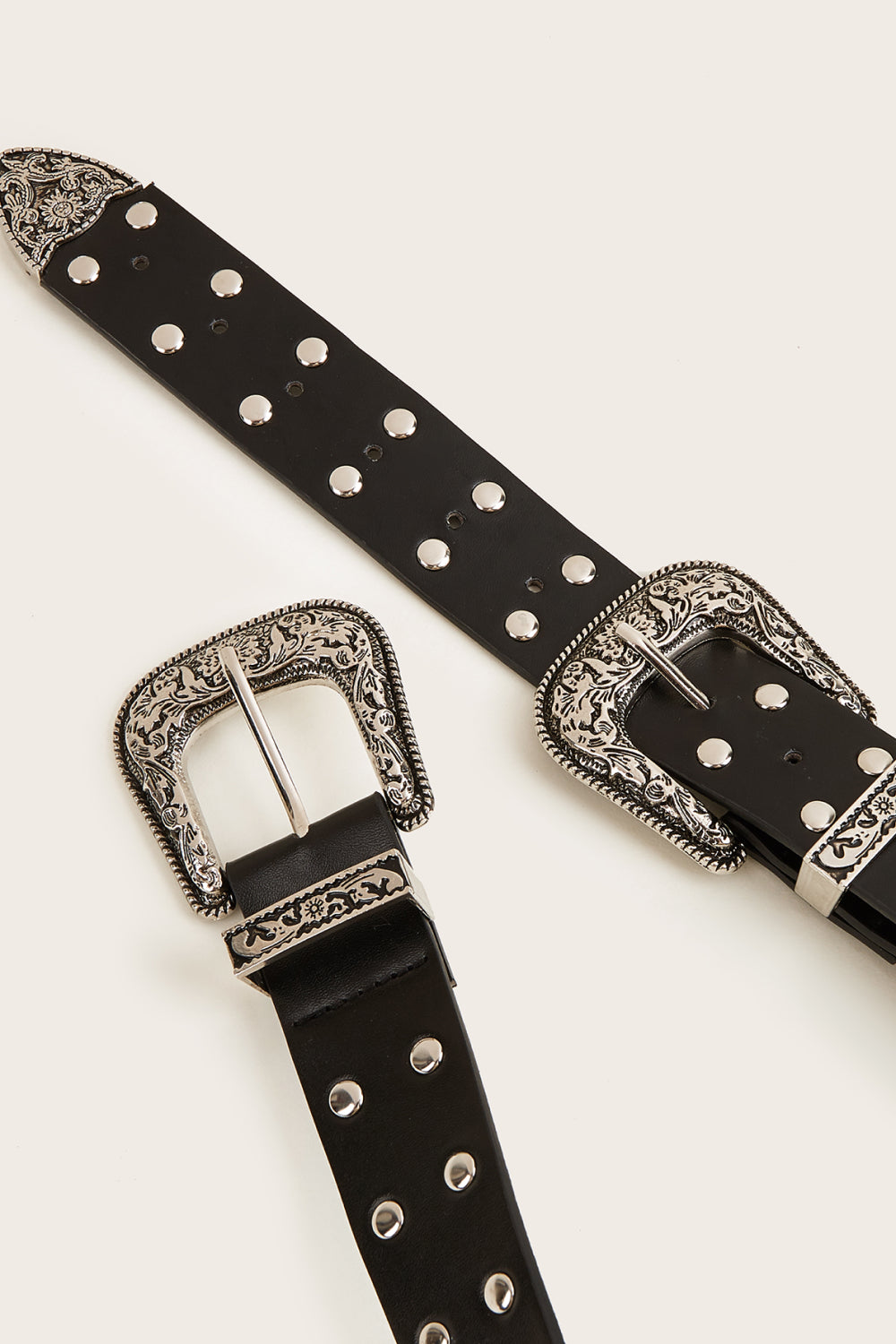 Double Row Studded PU Leather Belt-Teresa&#39;s Fashionista LLC