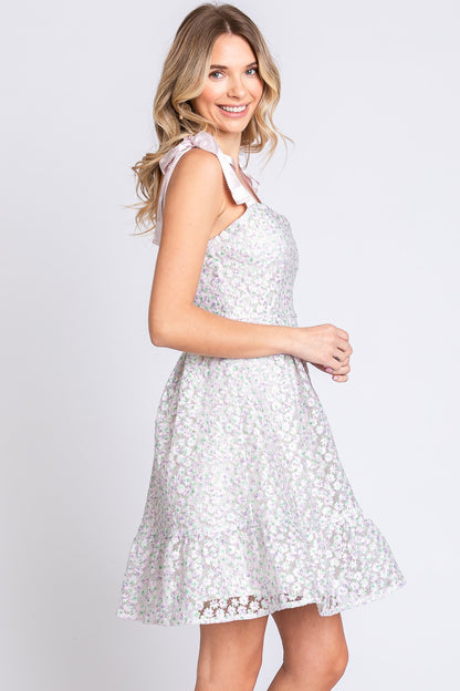 GeeGee Mesh Floral Embroidered Sleeveless Dress-Teresa&#39;s Fashionista LLC