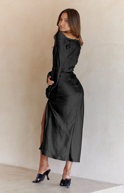 Cowl Neck Long Sleeve Maxi Dress-Teresa&#39;s Fashionista LLC