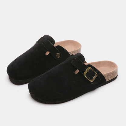 Suede Closed Toe Buckle Slide-Teresa&#39;s Fashionista LLC