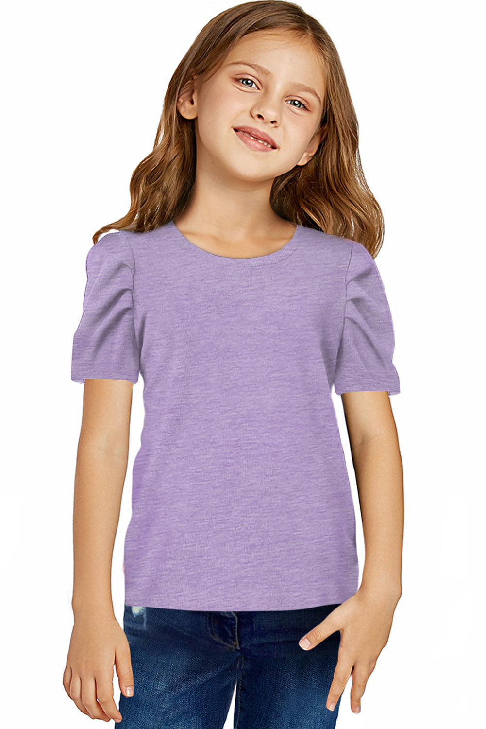 Round Neck Puff Sleeve T-Shirt-Teresa&#39;s Fashionista LLC