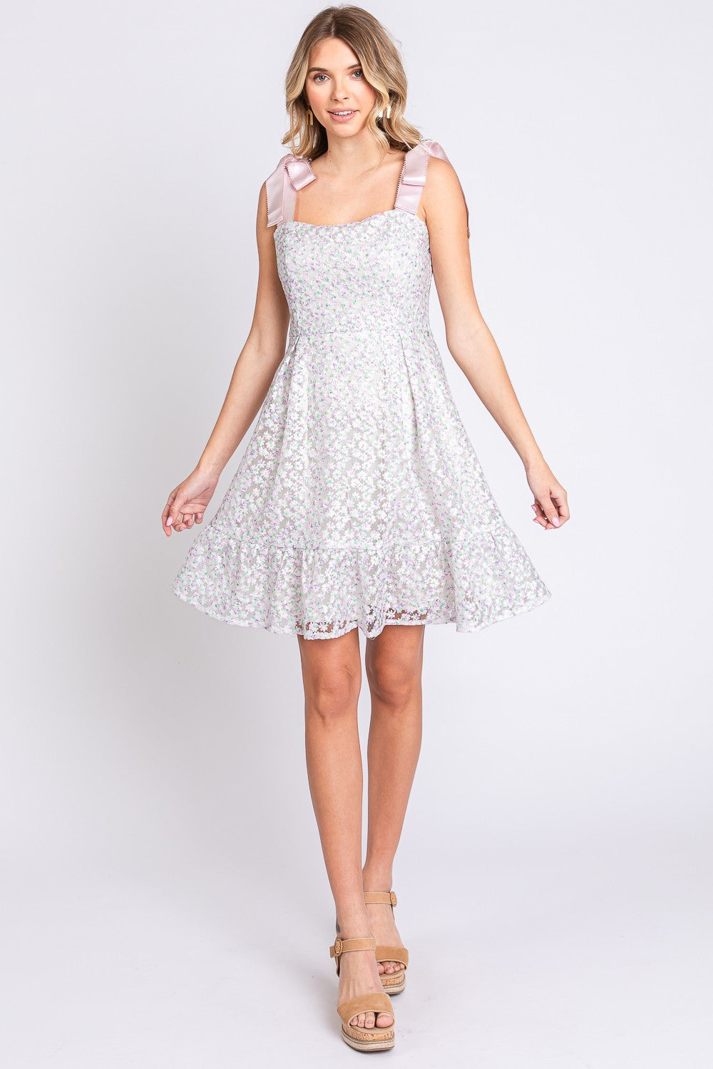 GeeGee Mesh Floral Embroidered Sleeveless Dress-Teresa&#39;s Fashionista LLC