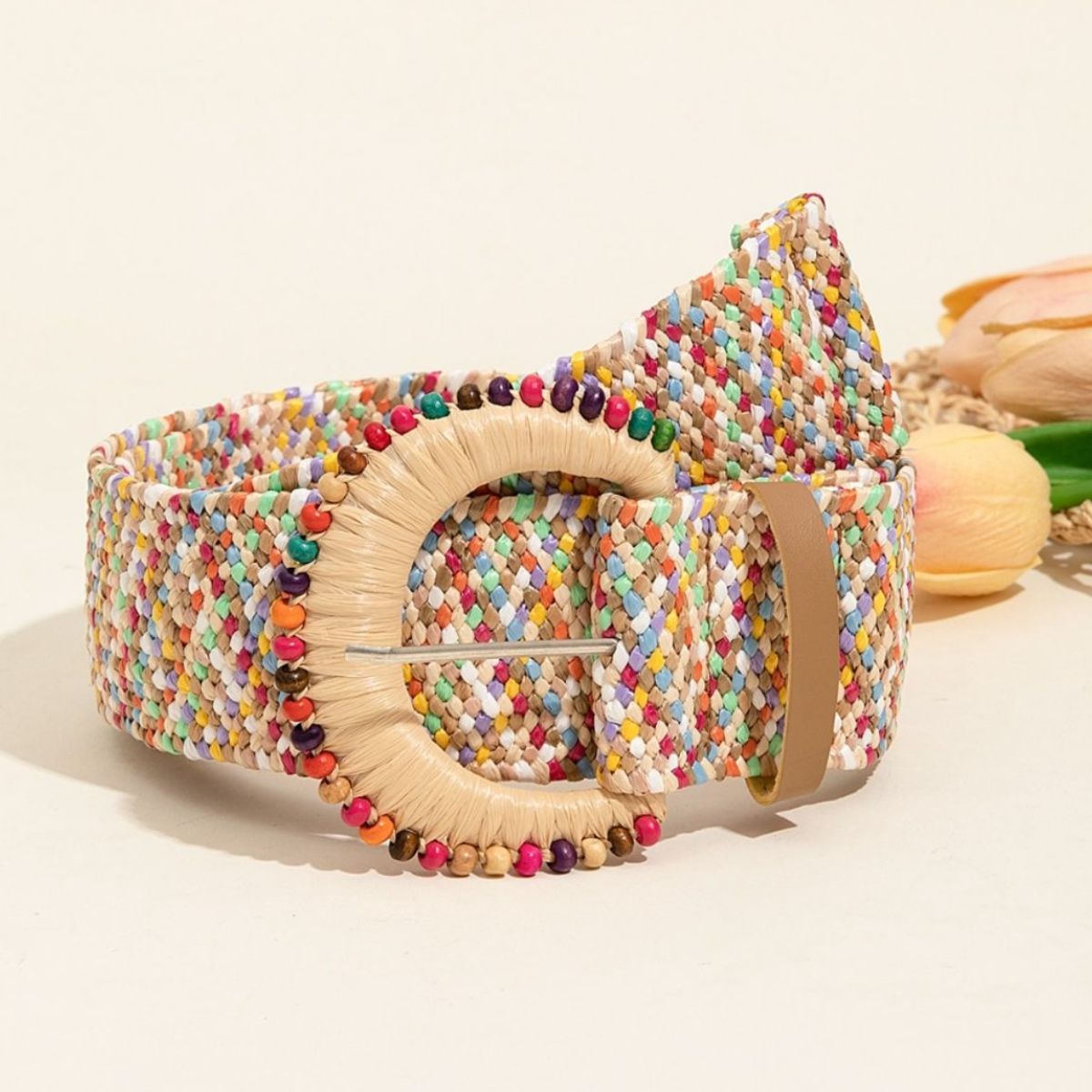 Multicolored Polypropylene Bead Buckle Belt-Teresa&#39;s Fashionista LLC