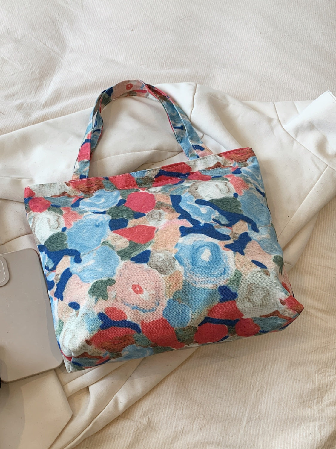 Printed Canvas Handbag with Zipper-Teresa&#39;s Fashionista LLC