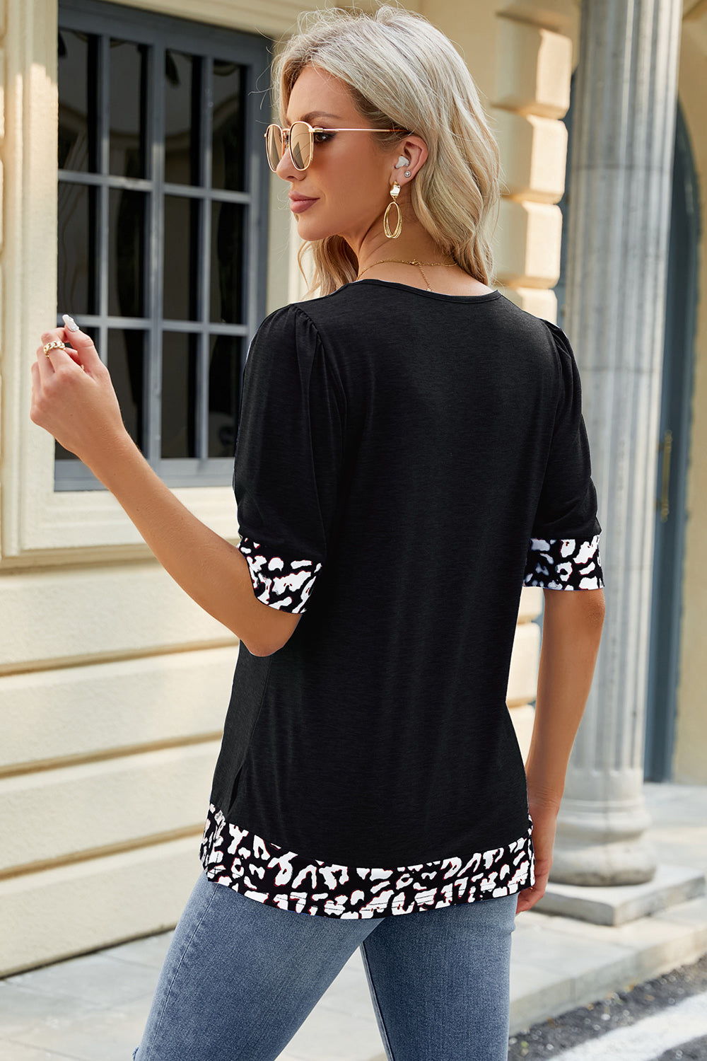 Square Neck Half Sleeve T-Shirt-Teresa&#39;s Fashionista LLC