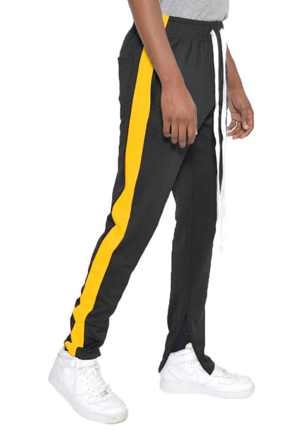 SINGLE STRIPE ANKLE ZIPPER TRACK PANTS-Teresa&#39;s Fashionista LLC