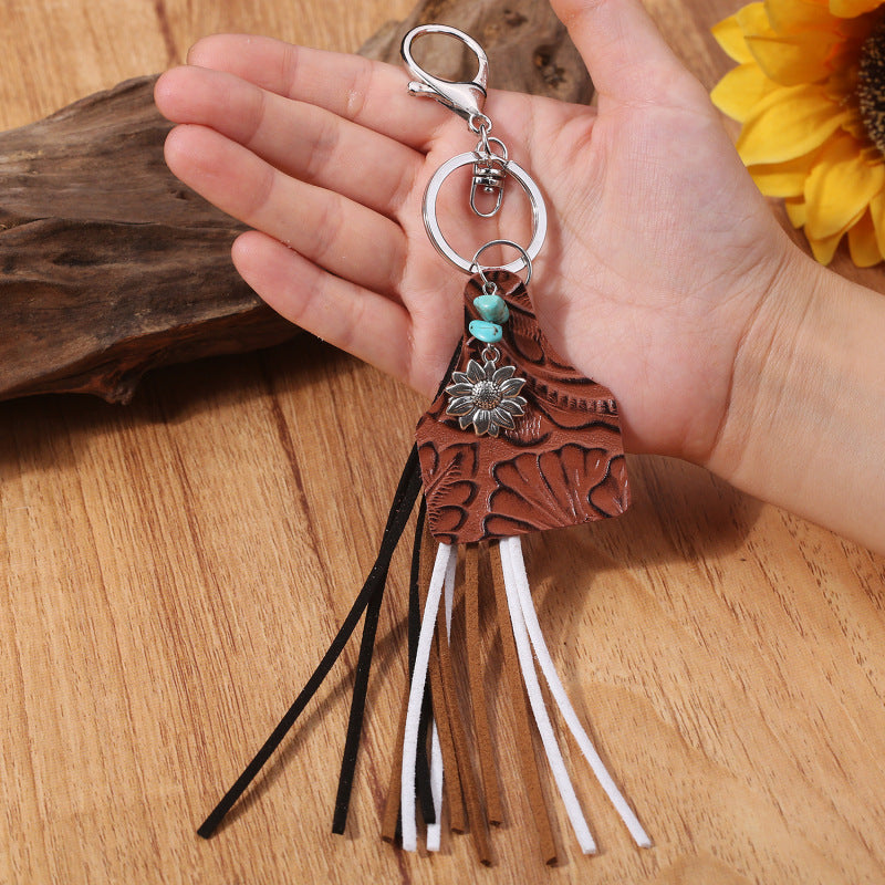 Turquoise Fringe Detail Key Chain-Teresa&#39;s Fashionista LLC