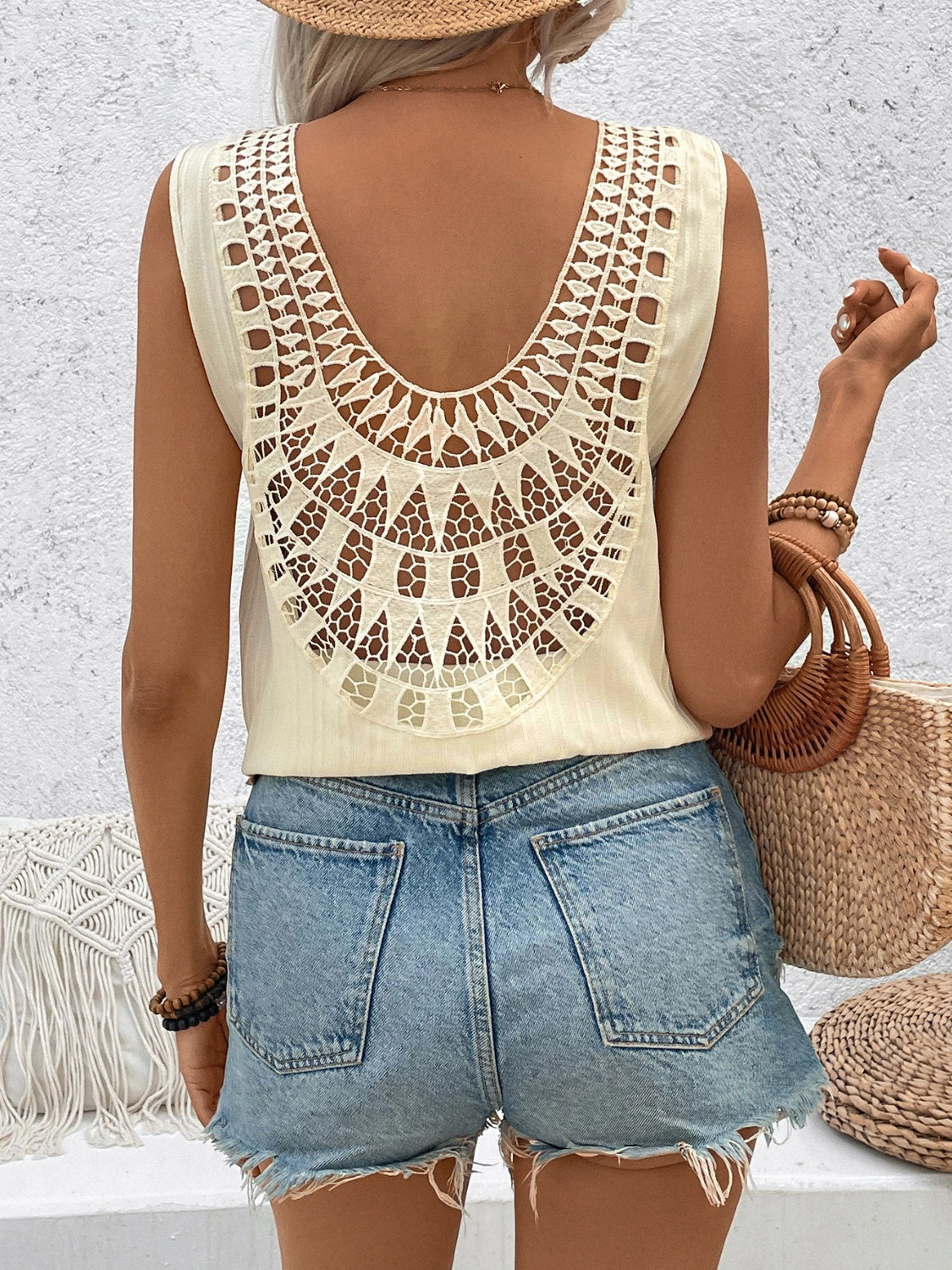 Cutout V-Neck Tank-Teresa&#39;s Fashionista LLC