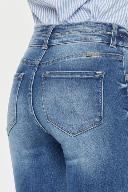 Kancan Distressed Raw Hem High Waist Jeans-Teresa&#39;s Fashionista LLC