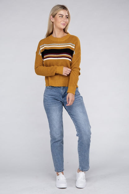 Striped Pullover Sweater-Teresa&#39;s Fashionista LLC