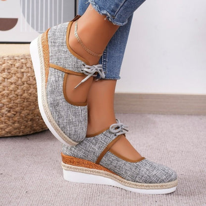 Tied Cutout Wedge Slip-Ons-Teresa&#39;s Fashionista LLC