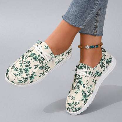 Printed Round Toe Flat Sneakers-Teresa&#39;s Fashionista LLC