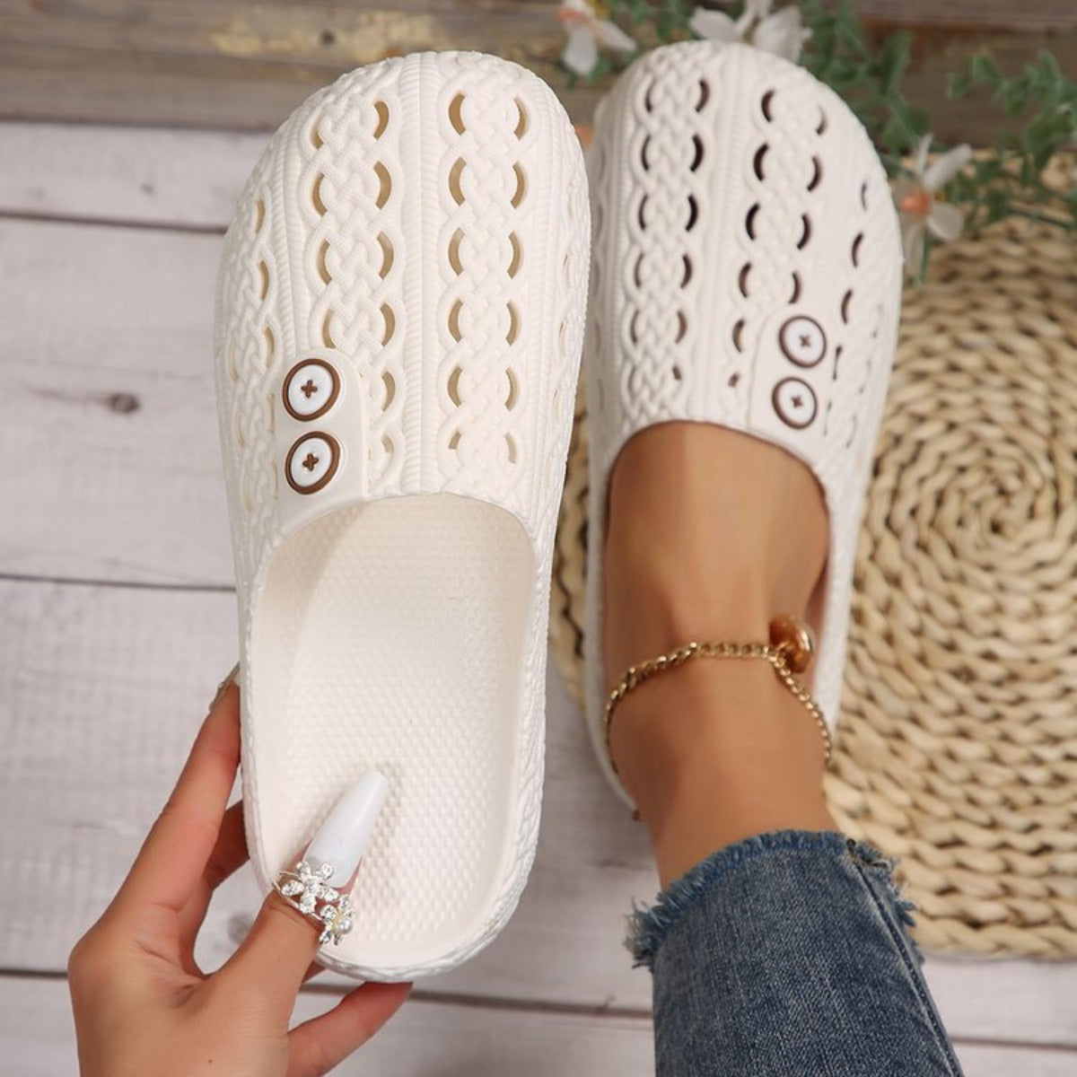 Round Toe PVC Flat Sandals-Teresa&#39;s Fashionista LLC