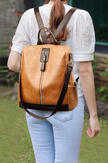 PU Leather Large Backpack Bag-Teresa&#39;s Fashionista LLC