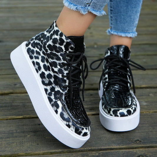 PU Leather Leopard Platform Sneakers-Teresa&#39;s Fashionista LLC