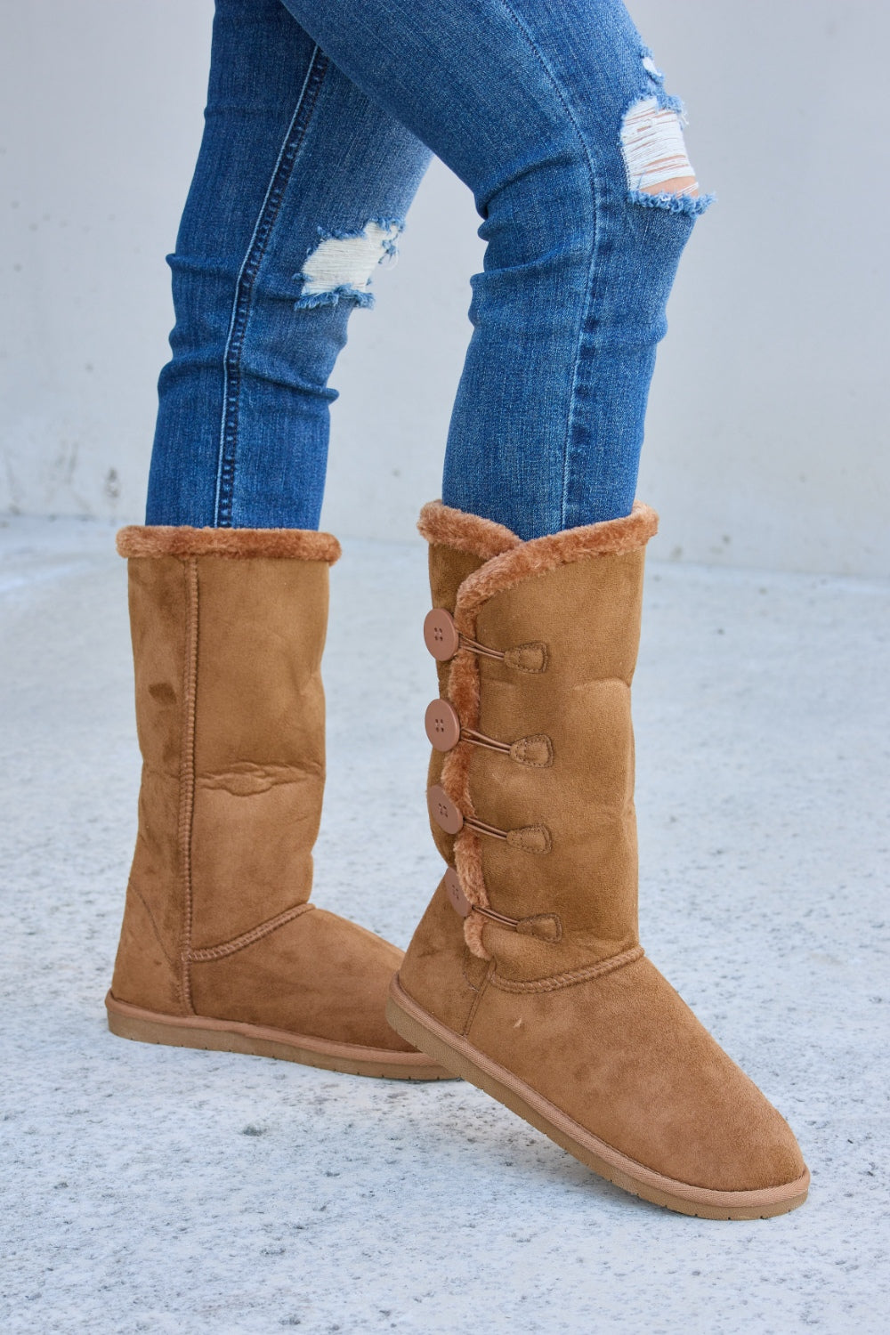 Forever Link Warm Fur Lined Flat Boots-Teresa&#39;s Fashionista LLC