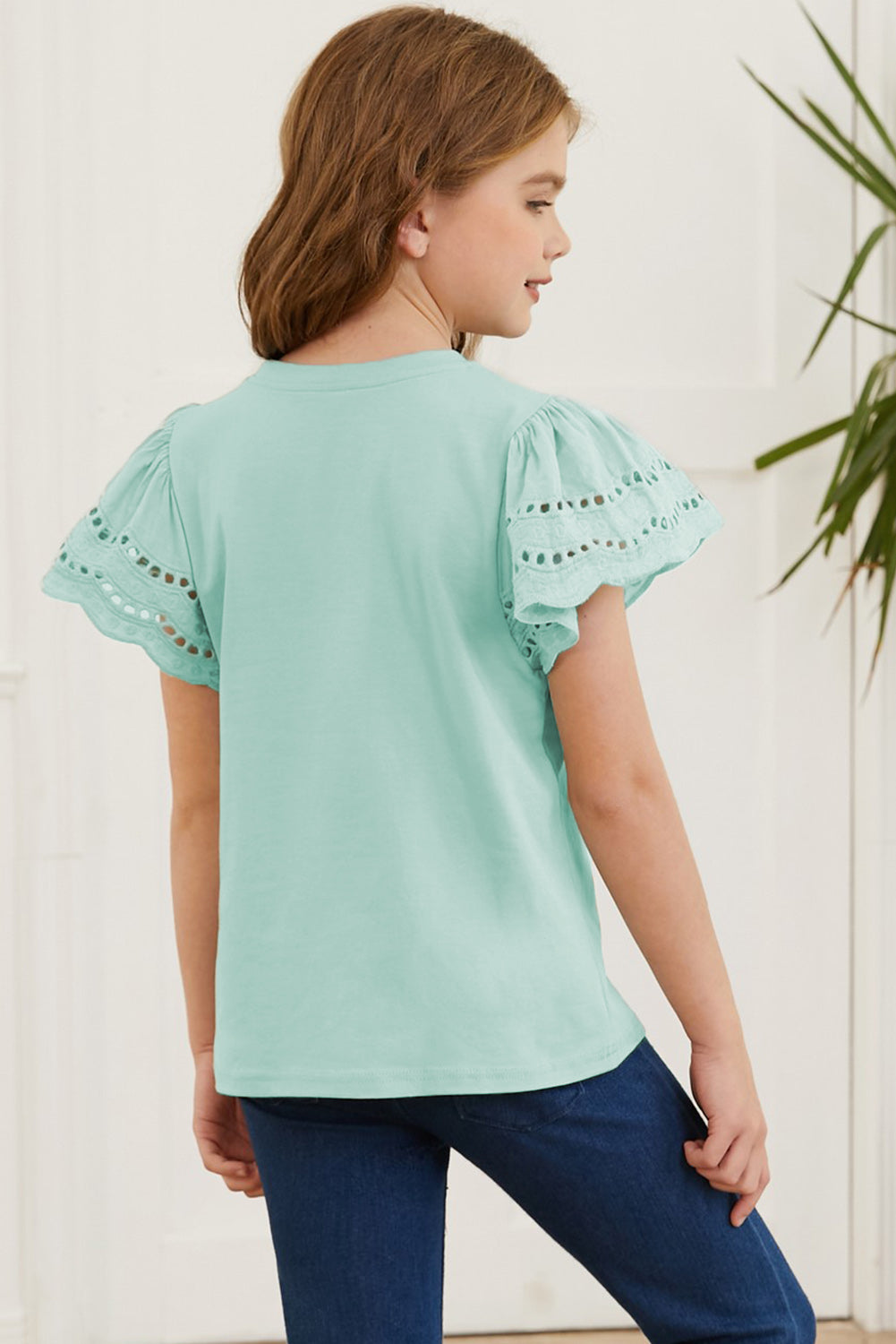 Round Neck Flutter Sleeve T-Shirt-Teresa&#39;s Fashionista LLC