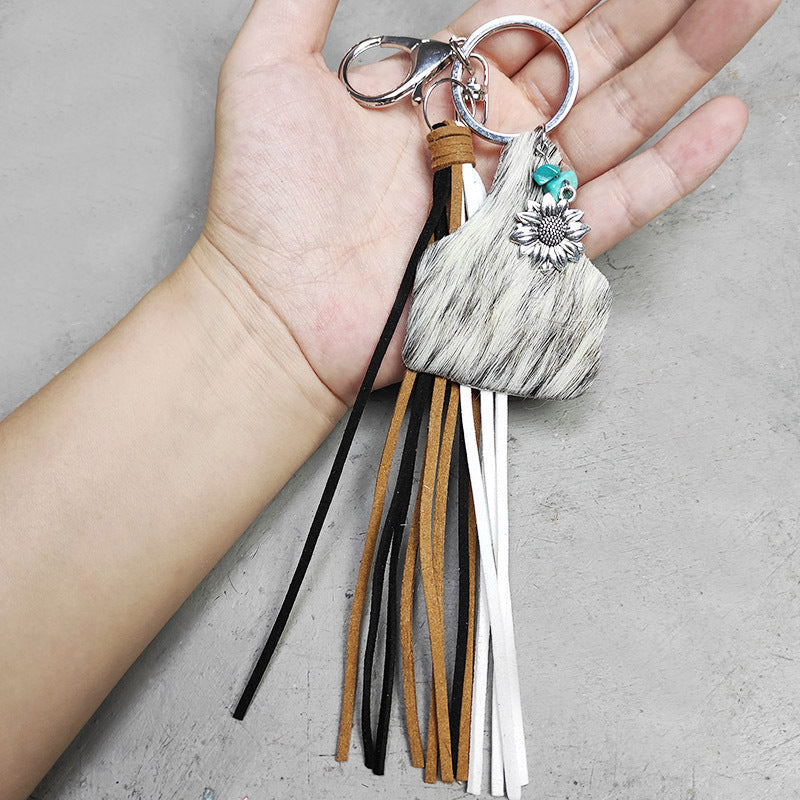 Turquoise Fringe Detail Key Chain-Teresa&#39;s Fashionista LLC