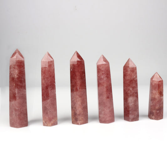 Wholesale Natural Strawberry Crystal Hexagonal Prism Ornaments-Teresa&#39;s Fashionista LLC