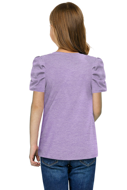 Round Neck Puff Sleeve T-Shirt-Teresa&#39;s Fashionista LLC