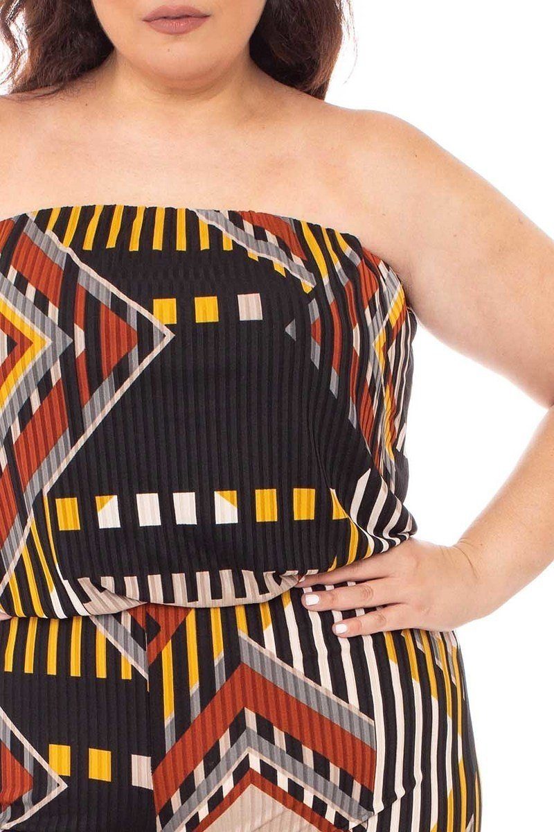 Abstract Print Tupbe Top Plus Size Jumpsuit-Teresa&#39;s Fashionista LLC