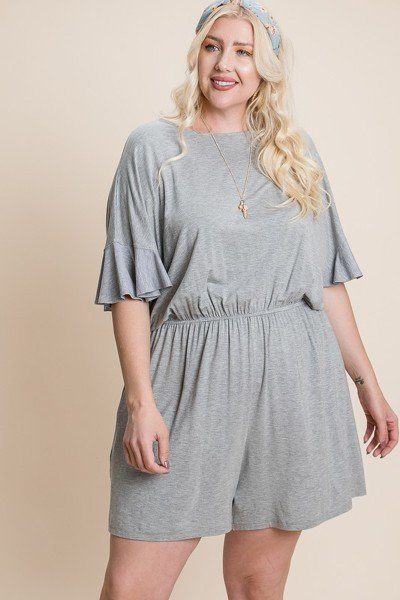 Plus Size Solid Rayon Modal Mini Romper-Teresa&#39;s Fashionista LLC