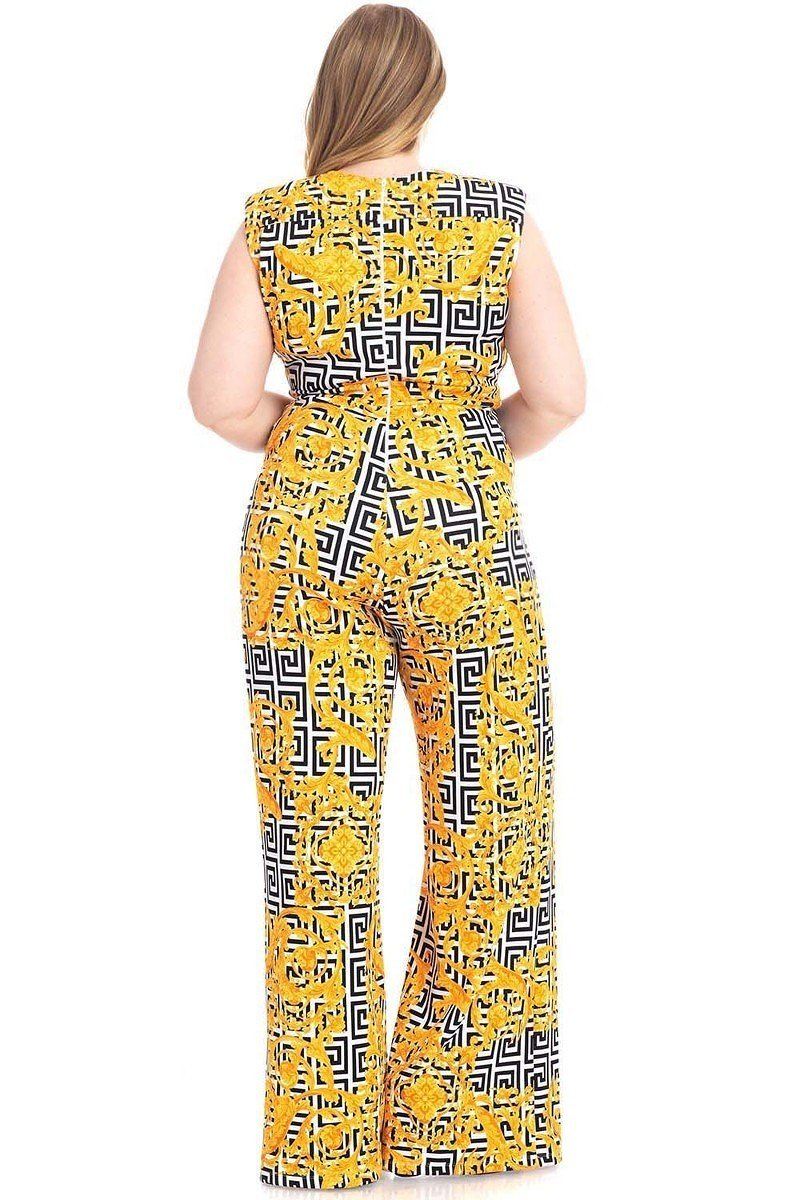 Greek Key Print Formal Jumpsuit-Teresa&#39;s Fashionista LLC