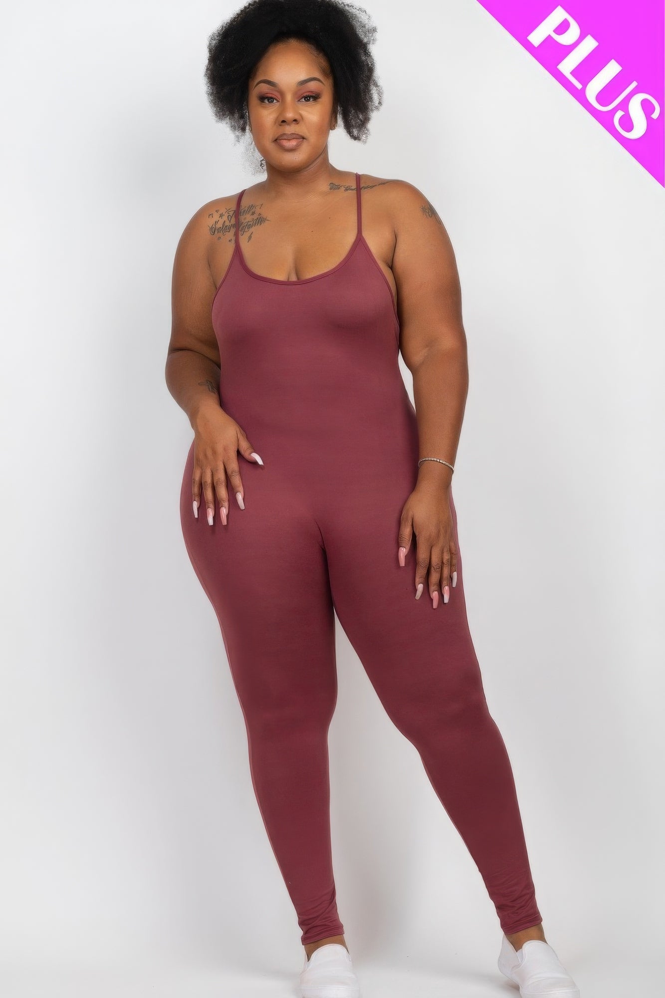 Plus Size Solid Bodycon Cami Jumpsuit-Teresa&#39;s Fashionista LLC