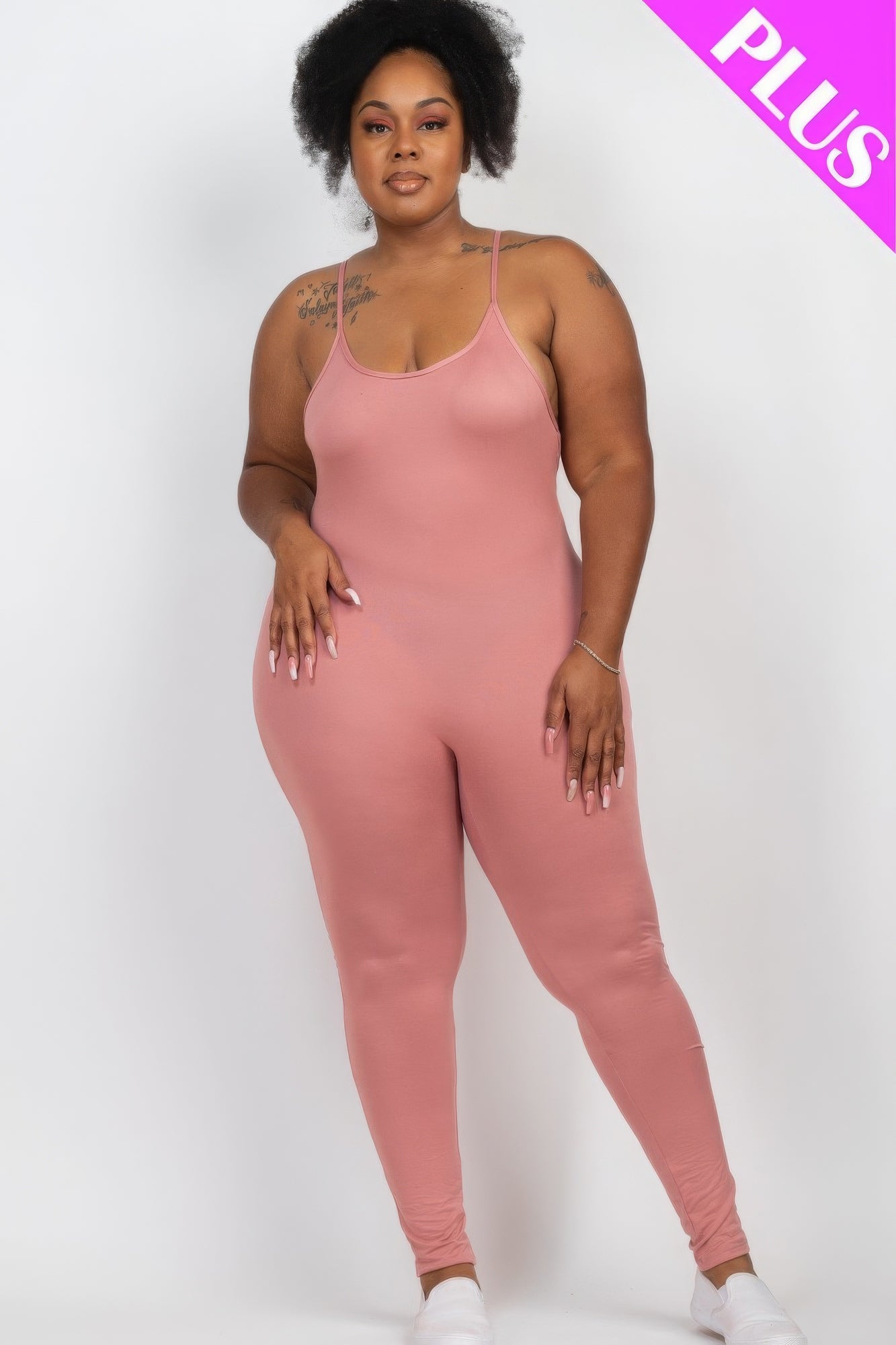 Plus Size Solid Bodycon Cami Jumpsuit-Teresa&#39;s Fashionista LLC