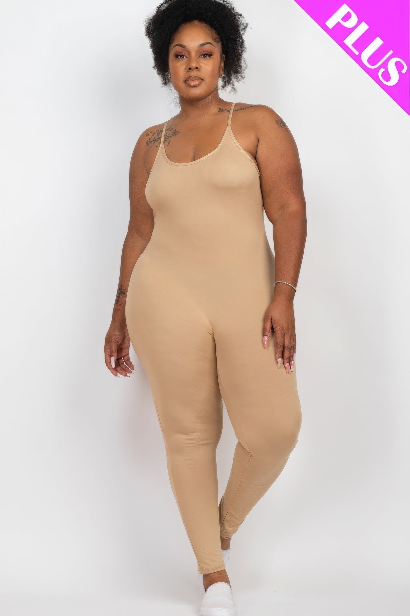 Plus Size Solid Bodycon Cami Jumpsuit-Teresa&#39;s Fashionista LLC