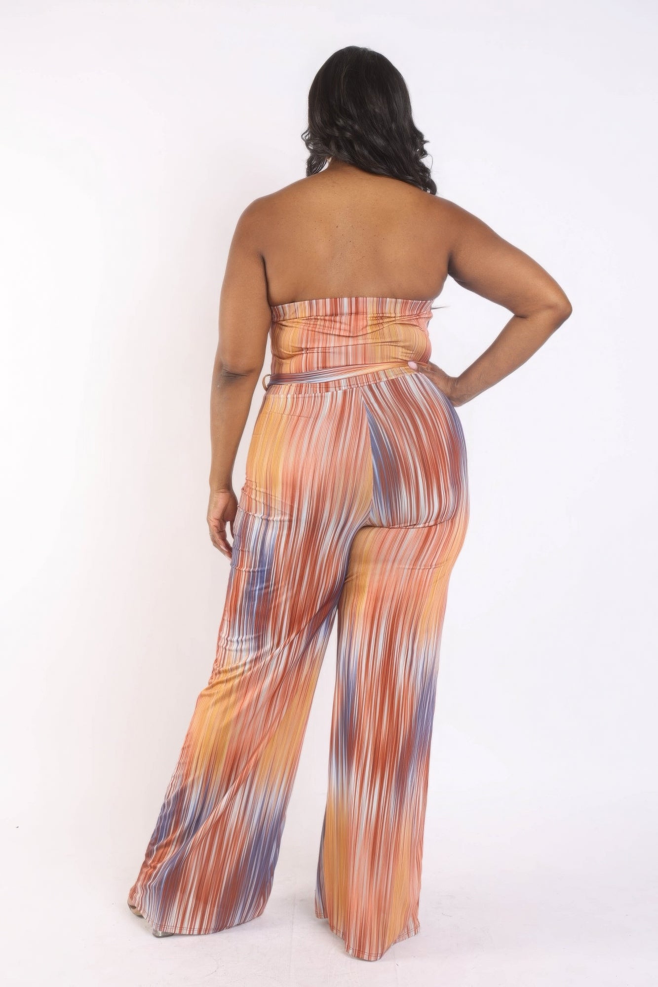 Printed Tube Jumpsuit With Self Belt-Teresa&#39;s Fashionista LLC