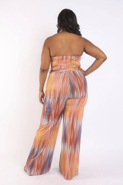 Printed Tube Jumpsuit With Self Belt-Teresa&#39;s Fashionista LLC