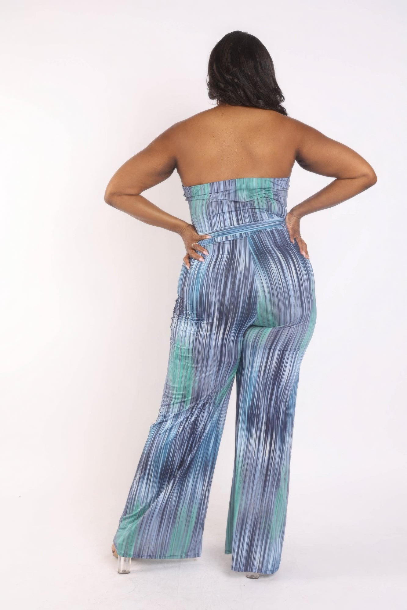 Printed Tube Jumpsuit With Self Belt-Teresa&#39;s Fashionista LLC