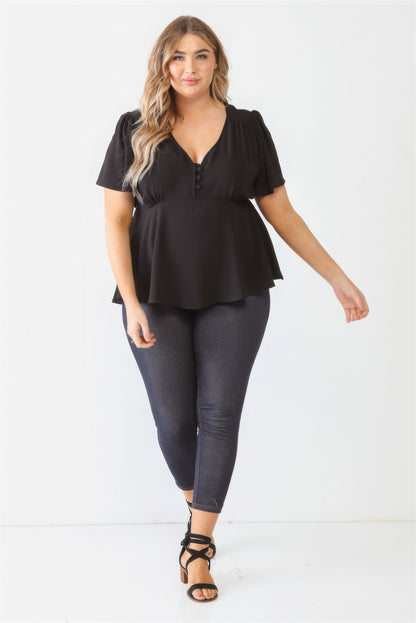 Plus Tie Detail Flare Top-Teresa&#39;s Fashionista LLC