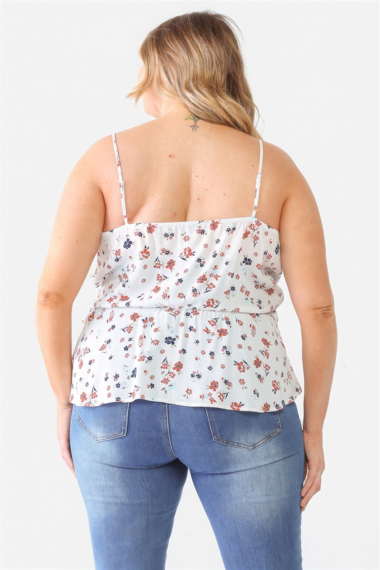 Plus Floral Sleeveless Wrap Neck Flare Hem Top-Teresa&#39;s Fashionista LLC