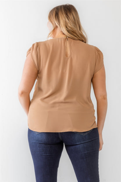 Plus Koshibo Textured Cap Sleeve Top-Teresa&#39;s Fashionista LLC