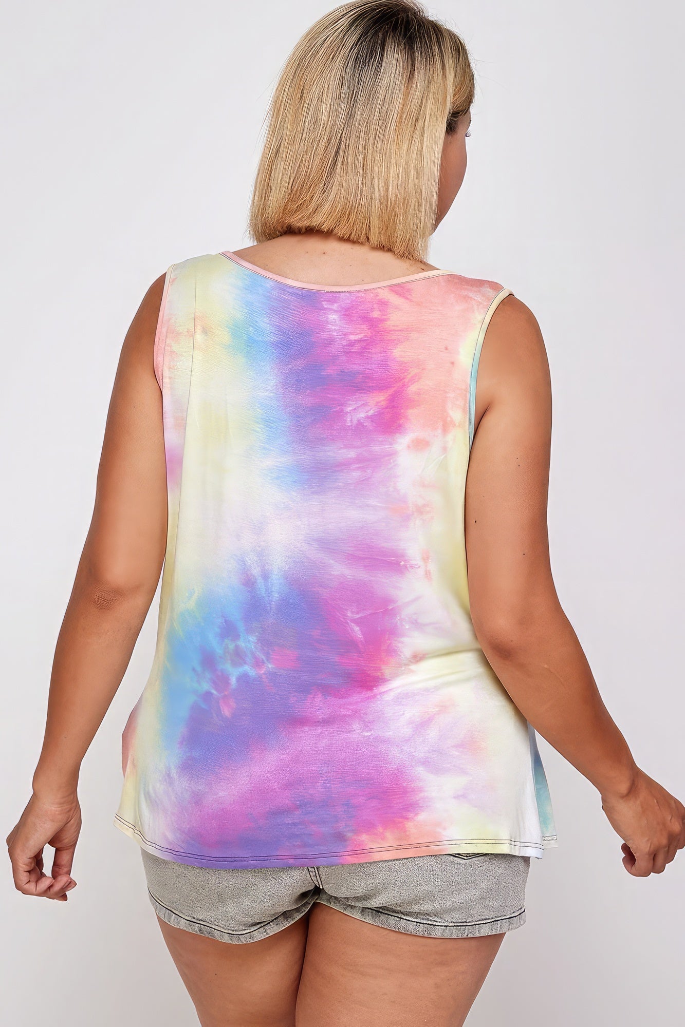 Tie Dye Tank With Studded Detail, Loose Fit, Easy Casual Wear-Teresa&#39;s Fashionista LLC