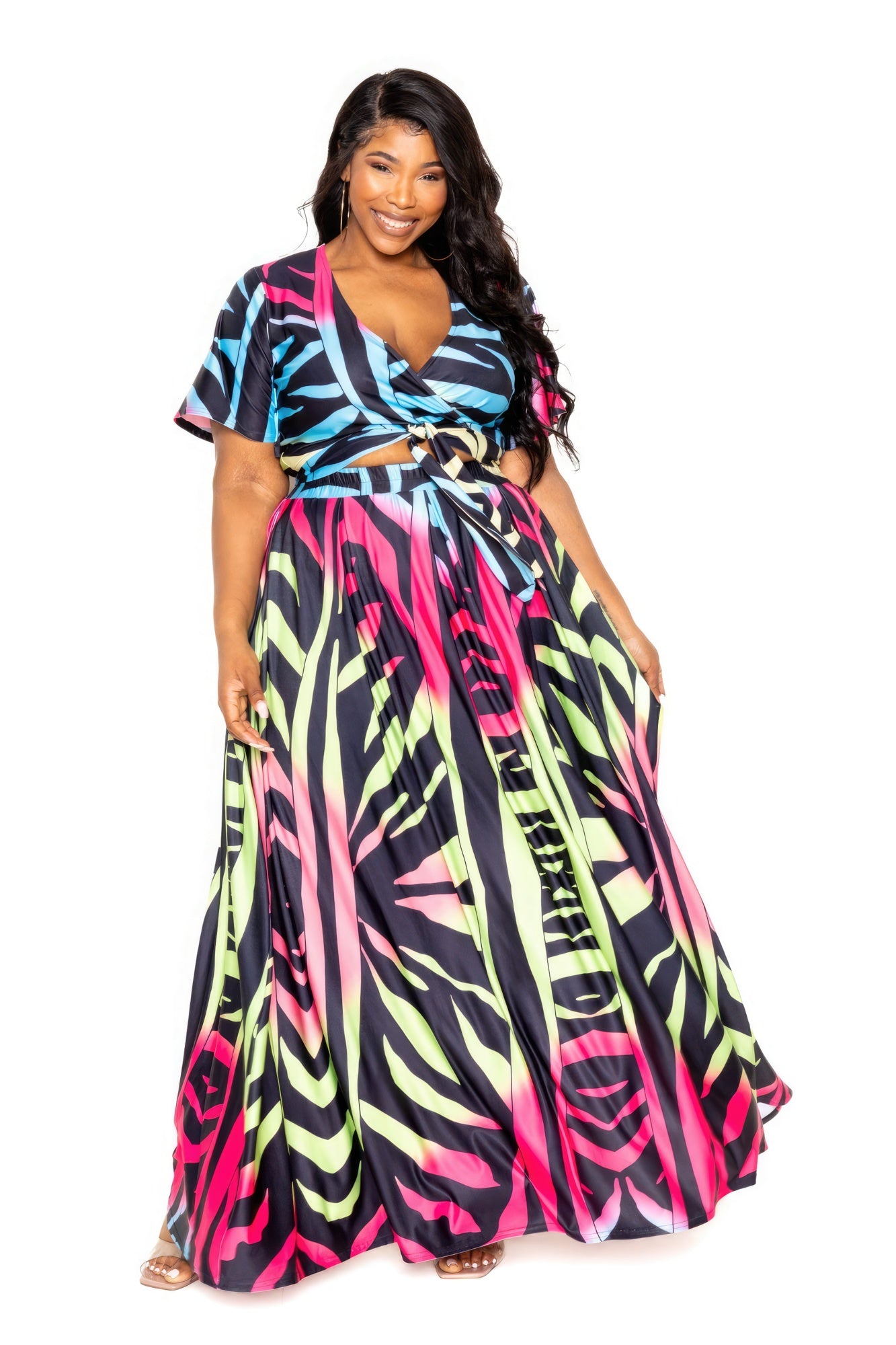 Ombre Animal Maxi Skirt & Top Set-Teresa&#39;s Fashionista LLC