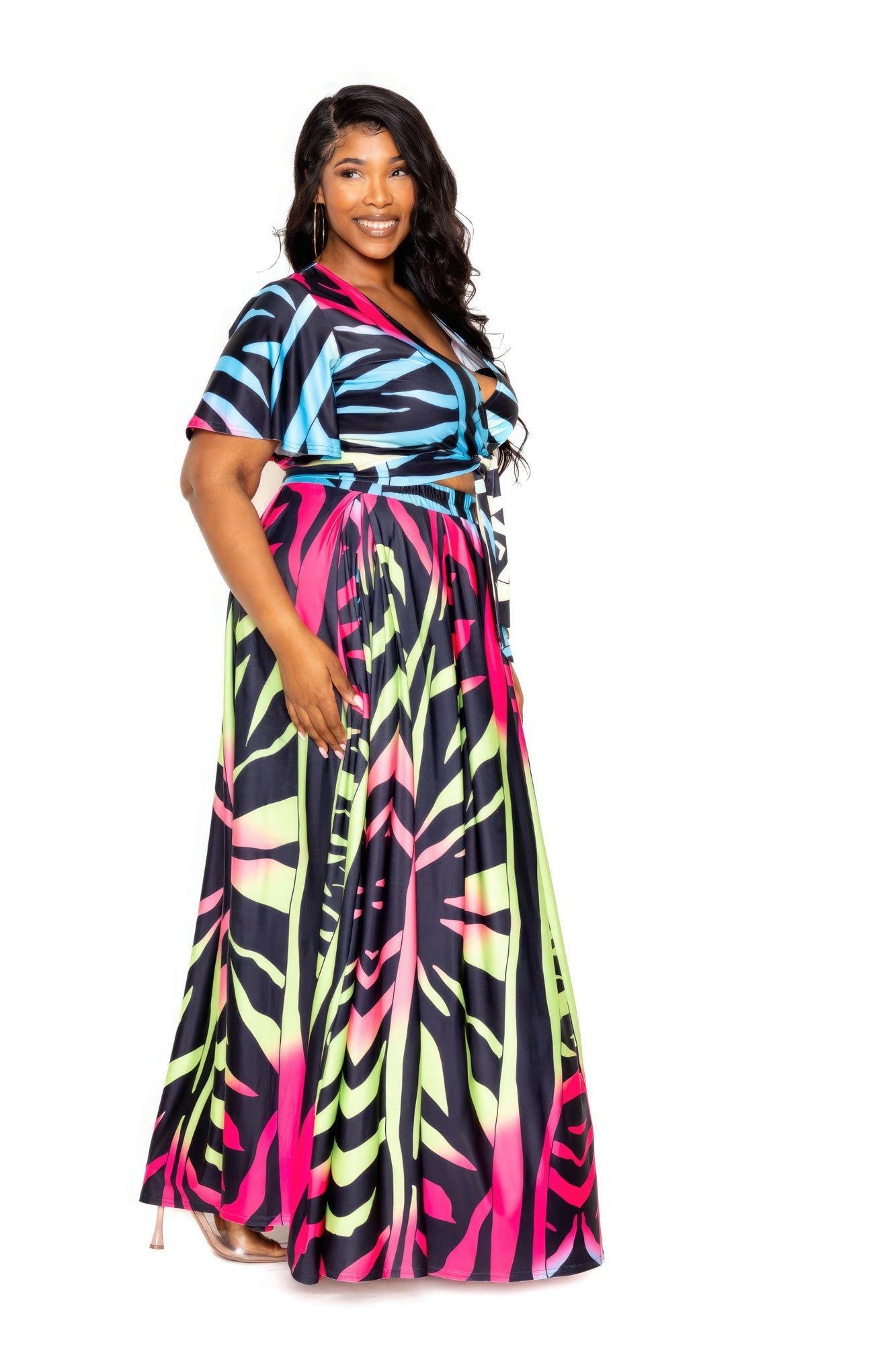 Ombre Animal Maxi Skirt & Top Set-Teresa&#39;s Fashionista LLC