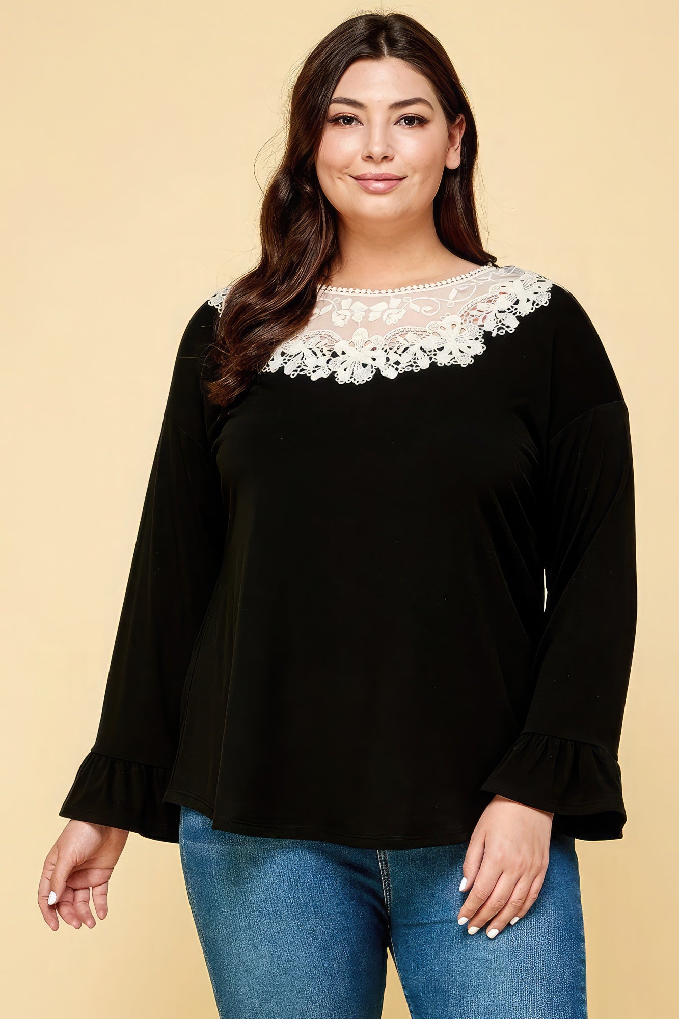 Plus Size Solid Long Sleeve Top-Teresa&#39;s Fashionista LLC