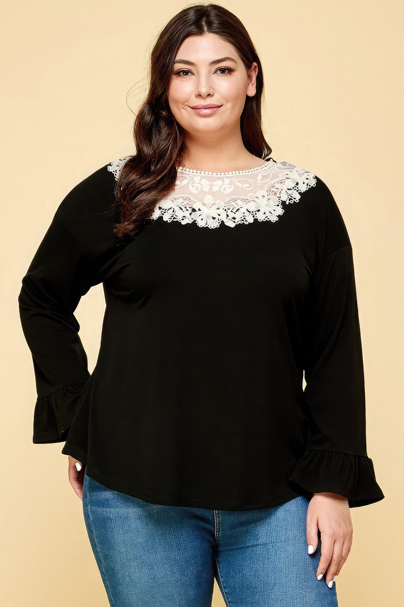 Plus Size Solid Long Sleeve Top-Teresa&#39;s Fashionista LLC