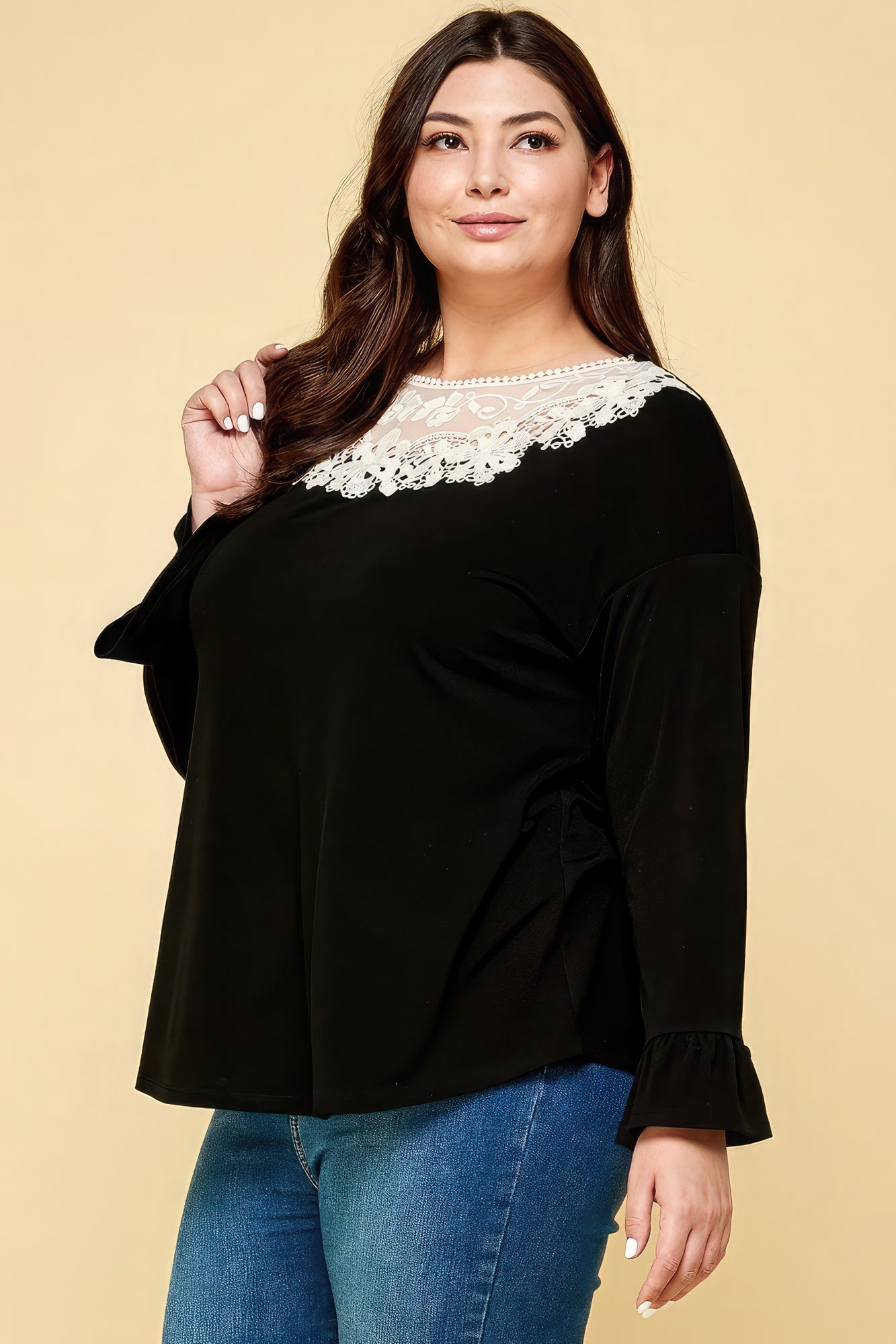 Plus Size Solid Long Sleeve Top-Teresa&#39;s Fashionista LLC