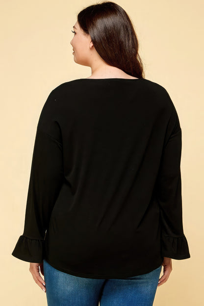 Plus Size Solid Long Sleeve Top-Teresa&#39;s Fashionista LLC