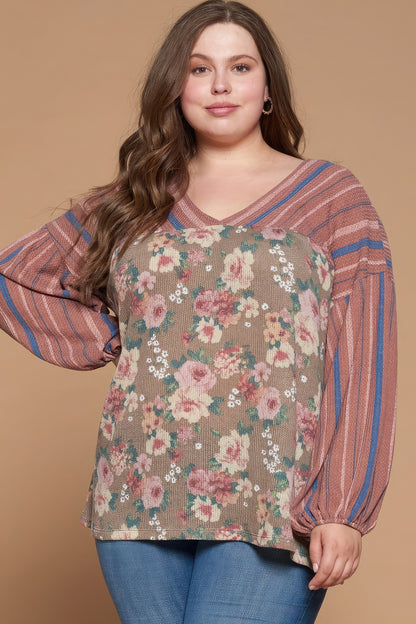 Floral Printed Knit Top-Teresa&#39;s Fashionista LLC